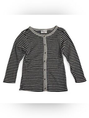 Vintage 90’s Deadstock Hard Tail grey and black ribbed striped cardigan